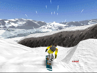 Cool Boarders 2 (PlayStation) screenshot: Speeding over the slopes.