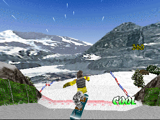 Cool Boarders 2 (PlayStation) screenshot: Coming off a perfect 360.