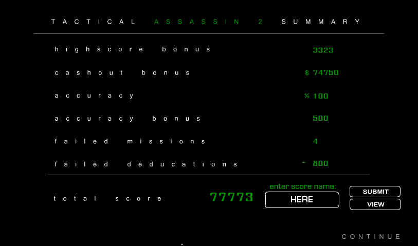Tactical Assassin 2 (Browser) screenshot: Game over.