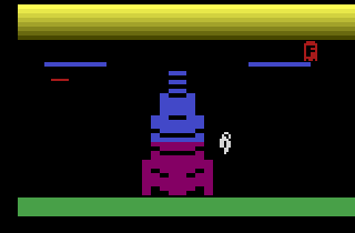 2005 MiniGame MultiCart (Atari 2600) screenshot: Jetman: I need to collect the fuel but not get hit by the lasers.