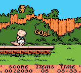 The Rugrats Movie (Game Boy Color) screenshot: I found the goal but I still need 5 items.
