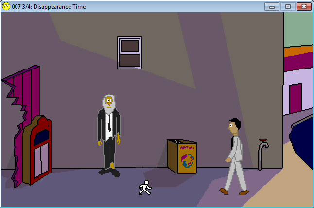 007 3/4: Disappearance Time (Windows) screenshot: Walking to an alley bum.