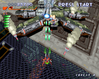 RayStorm (PlayStation) screenshot: Stage 1, first end boss