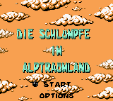 The Smurfs' Nightmare (Game Boy Color) screenshot: Title and main menu (German)