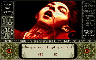 Elvira (Amiga) screenshot: Death screen