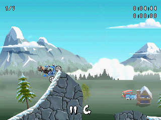 Turbo Grannies (Android) screenshot: Taking off from a ramp
