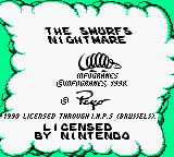 The Smurfs' Nightmare (Game Boy Color) screenshot: Title screen and copyright Information