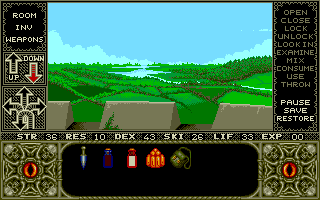 Elvira (Amiga) screenshot: View from the tower