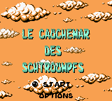 The Smurfs' Nightmare (Game Boy Color) screenshot: Title and main menu (French)