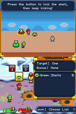 Mario & Luigi: Partners in Time (Nintendo DS) screenshot: Bros. Items explained