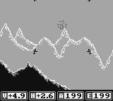 Lunar Lander (Game Boy) screenshot: Hit by a meteorite.