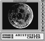 Lunar Lander (Game Boy) screenshot: Choose a landing site