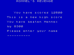 Rommel's Revenge (ZX Spectrum) screenshot: High score