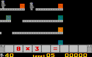 Robot Attack (Atari ST) screenshot: I need to solve 40 multiplications