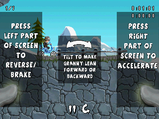 Turbo Grannies (Android) screenshot: Control instructions