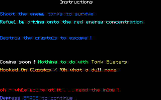 Rommel's Revenge (Amstrad CPC) screenshot: Instructions