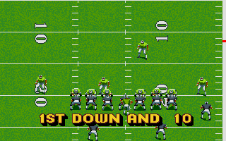 TV Sports: Football (Amiga) screenshot: 1st down and 10.