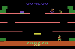 Return of Mario Bros. (Atari 2600) screenshot: A two-player game in pregress