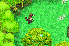 Over the Hedge (Game Boy Advance) screenshot: To get the company names and title, you run along like in a level.