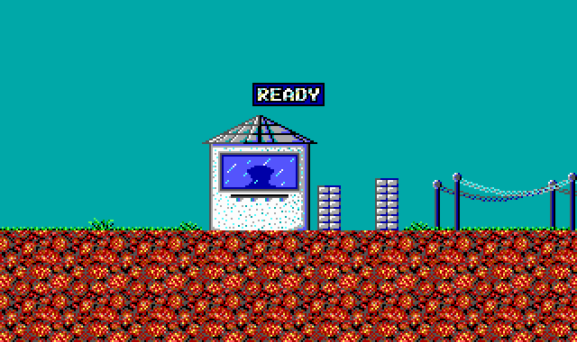 Mega Man (DOS) screenshot: At the stage choice entrance.