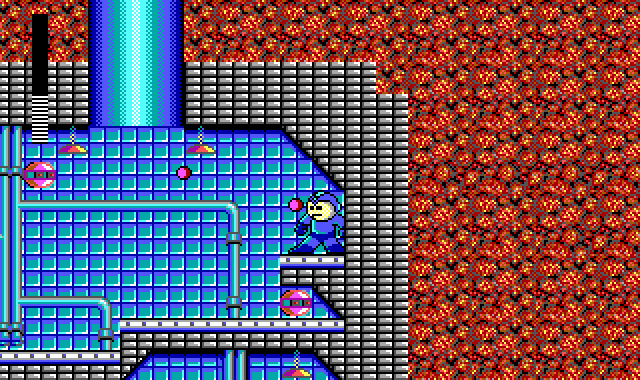 Mega Man (DOS) screenshot: Stuck in a bad place.