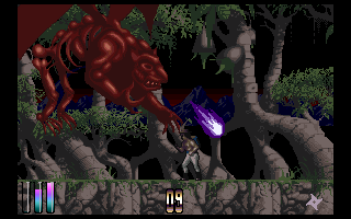 Shadow of the Beast III (Amiga) screenshot: This is the boss you must face to finish the first level. He is easily killed.