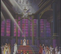 Albarea no Otome (PC-FX) screenshot: Intro: the royal court