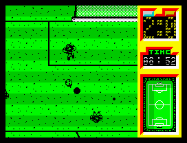 Emilio Butragueño ¡Fútbol! (ZX Spectrum) screenshot: Goalkeeper serves a goal kick