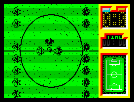 Emilio Butragueño ¡Fútbol! (ZX Spectrum) screenshot: Referee throws the coin