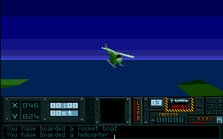 Hunter (Amiga) screenshot: Flying a helicopter