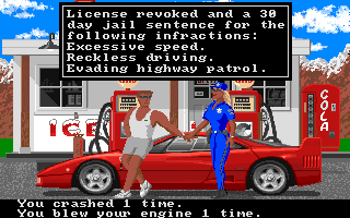 European Challenge (Amiga) screenshot: Your license is revoked