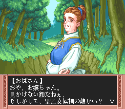 Albarea no Otome (PC-FX) screenshot: Met a woman in a garden