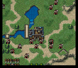 Fire Emblem: Seisen no Keifu (SNES) screenshot: The combatants are taking to the field.