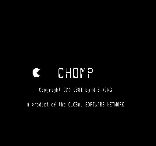 Chomp (Exidy Sorcerer) screenshot: Title screen