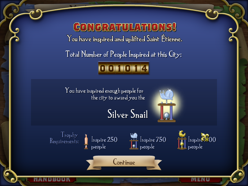 The Flying Trapeezees (Windows) screenshot: Silver snail award