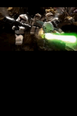 LEGO Star Wars III: The Clone Wars (Nintendo DS) screenshot: Yoda and the gang are ready for action!