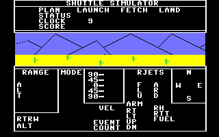Shuttle Simulator (Commodore 64) screenshot: On the launch pad