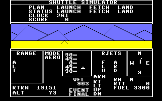 Shuttle Simulator (Commodore 64) screenshot: Approaching the runway