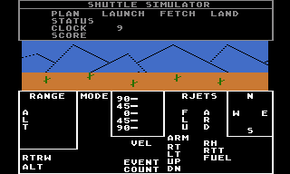 Shuttle Simulator (Atari 8-bit) screenshot: On the starting range
