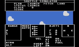 Shuttle Simulator (Atari 8-bit) screenshot: Lift-off