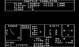 Shuttle Simulator (Atari 8-bit) screenshot: Approaching Earth again
