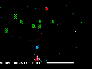 Zenix (TRS-80 CoCo) screenshot: A fuel bug falling