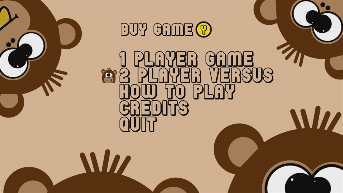 The Monkey Wants Bananas (Xbox 360) screenshot: Main menu (Trial version)