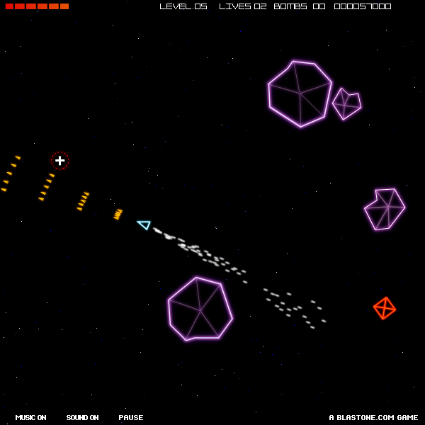 Vectoroids (Browser) screenshot: Heading for the energy upgrade.
