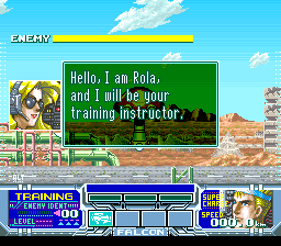 Metal Combat: Falcon's Revenge (SNES) screenshot: Meeting the training instructor