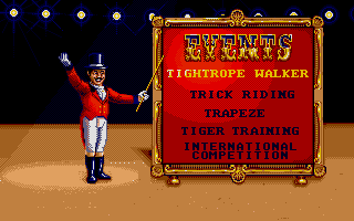 Circus Games (Atari ST) screenshot: Main menu