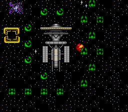 War 3010: The Revolution (SNES) screenshot: Great: the enemy starts out with a lot more ships right next to a starbase.