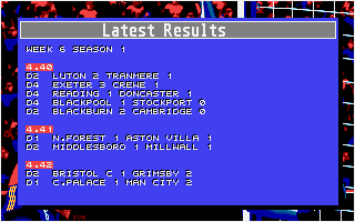 Championship Manager (Atari ST) screenshot: The results are in