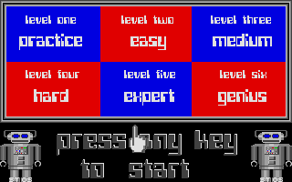Robot Attack (Atari ST) screenshot: Level selection screen