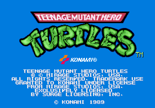 Teenage Mutant Ninja Turtles (Arcade) screenshot: Title screen (European version)